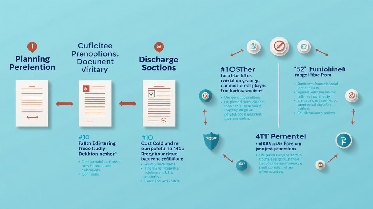 Planning conditions discharge process showing document flow from planning permission to approval